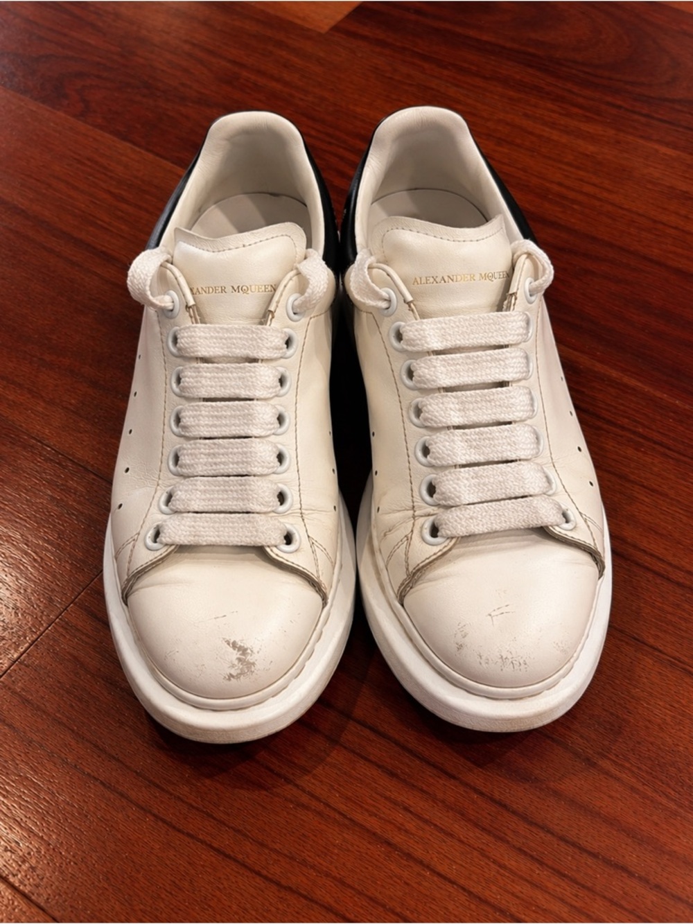 Alexander McQueen Oversized Sneakers White Black Leather Size 36.5 / US 6.5